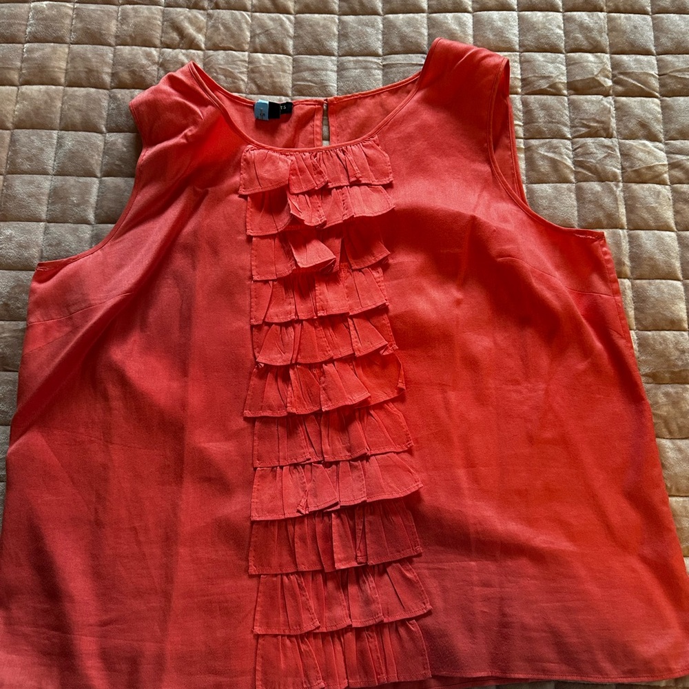 Talbots Ruffled Sleeveless Blouse - Vibrant Orange
